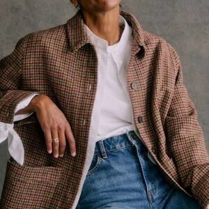 Sézane Wool Houndstooth Print Utility Jacket w/ Tags size M